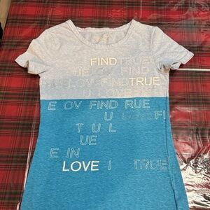 American Eagle Outfitters Blue and Gray Graphic Tee